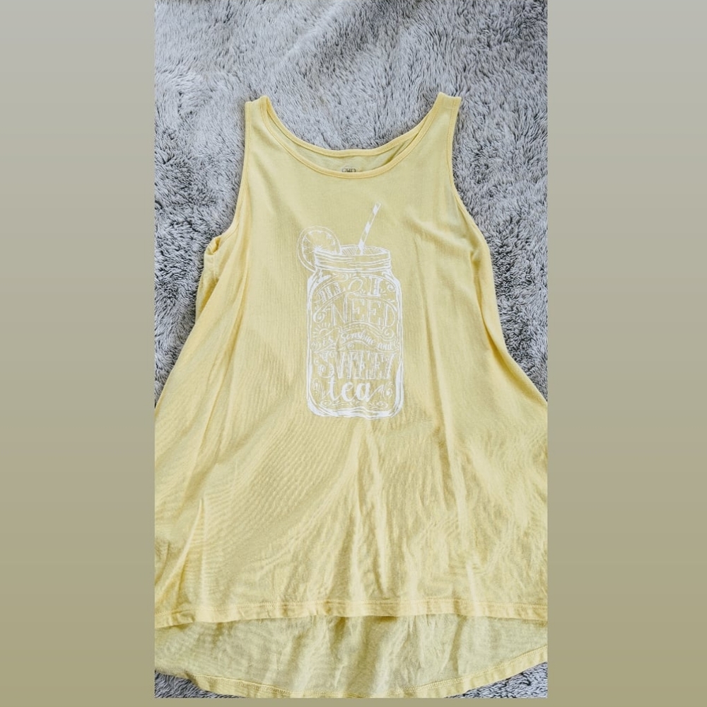 yellow tank top